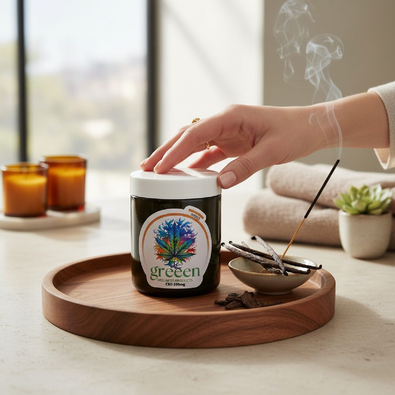 Aromatherapy, Massage Candle 400g - Amber - CBD 500mg