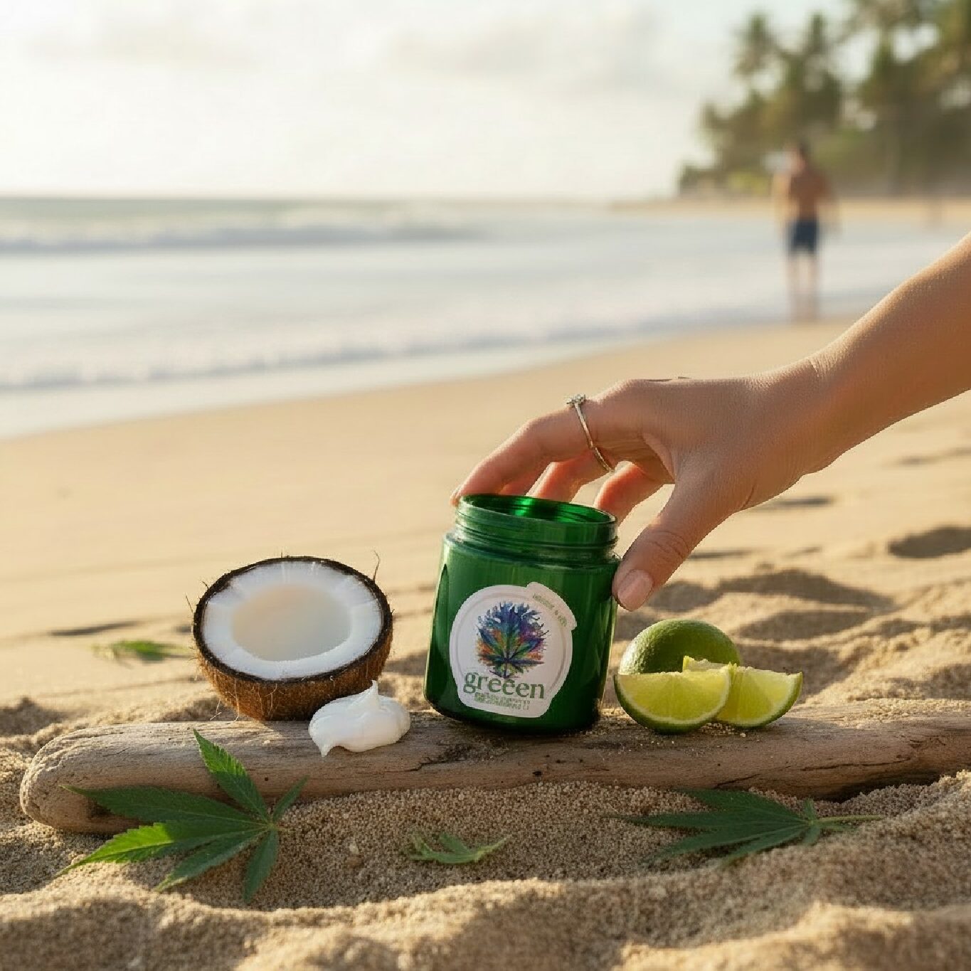 Aromatherapy, Massage Candle 210g - Coconut & Lime - CBD/THC 400mg 1:1 - Full Spectrum