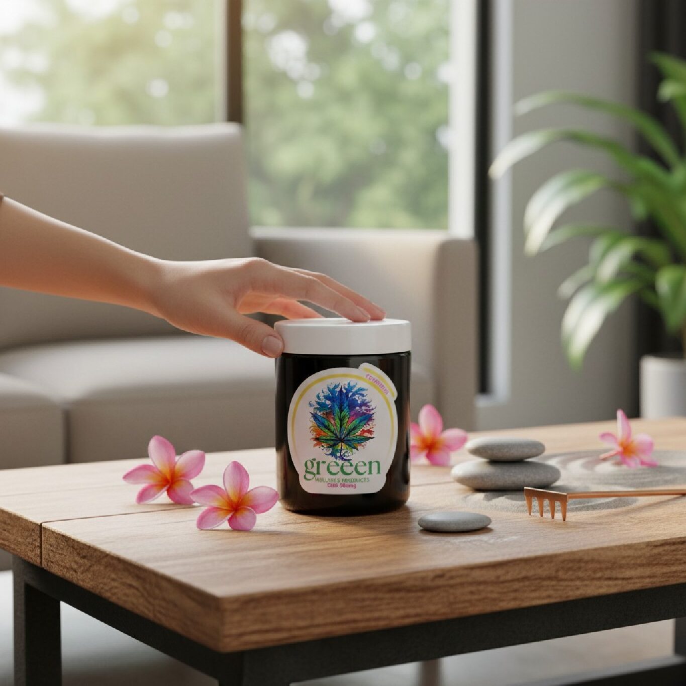Aromatherapy, Massage Candle 400g - Frangipani - CBD 500mg