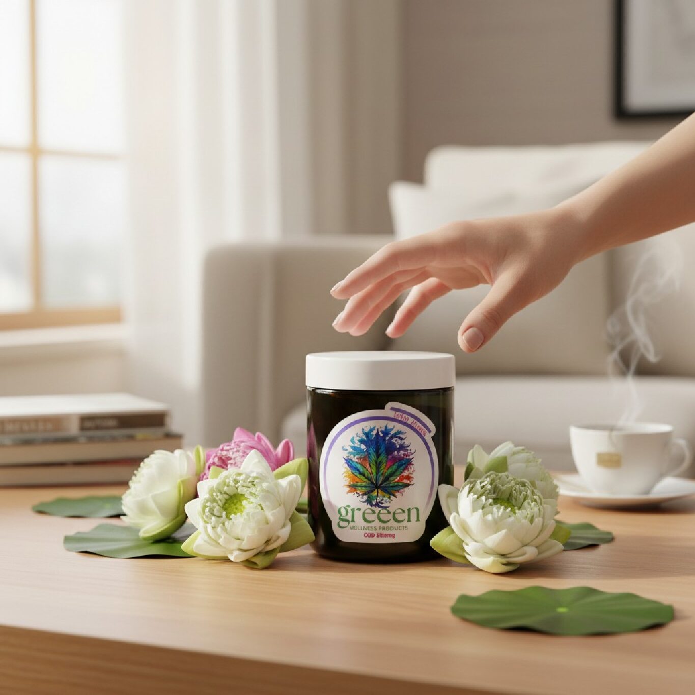 Aromatherapy, Massage Candle 400g - Lotus Flower - CBD 500mg