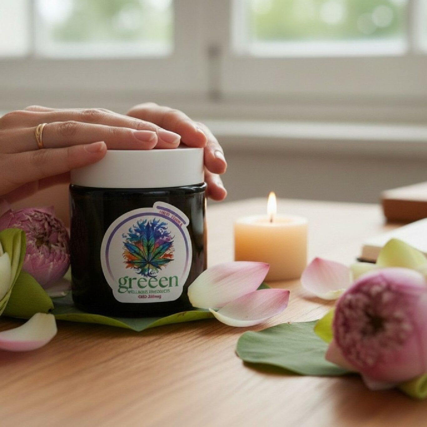Aromatherapy, Massage Candle 210g - Lotus Flower - CBD 200mg