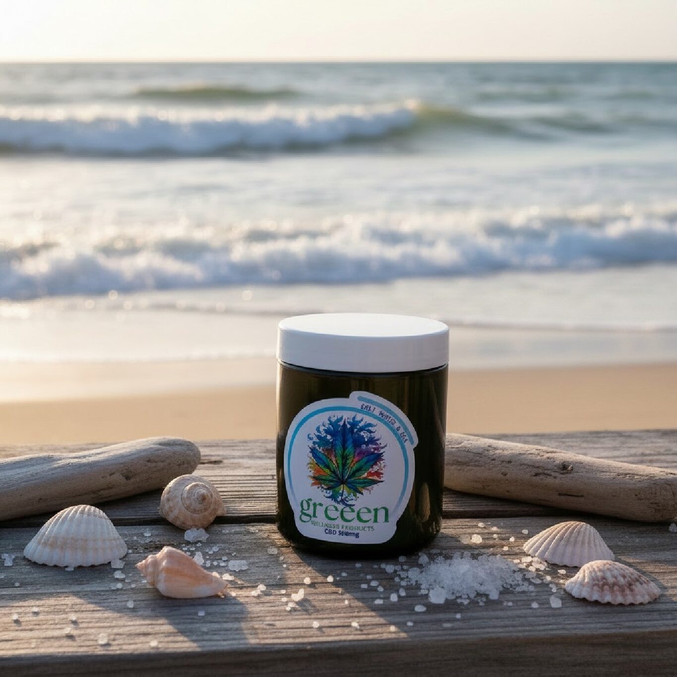 Aromatherapy, Massage Candle 400g - Salt Water & Sea - CBD 500mg