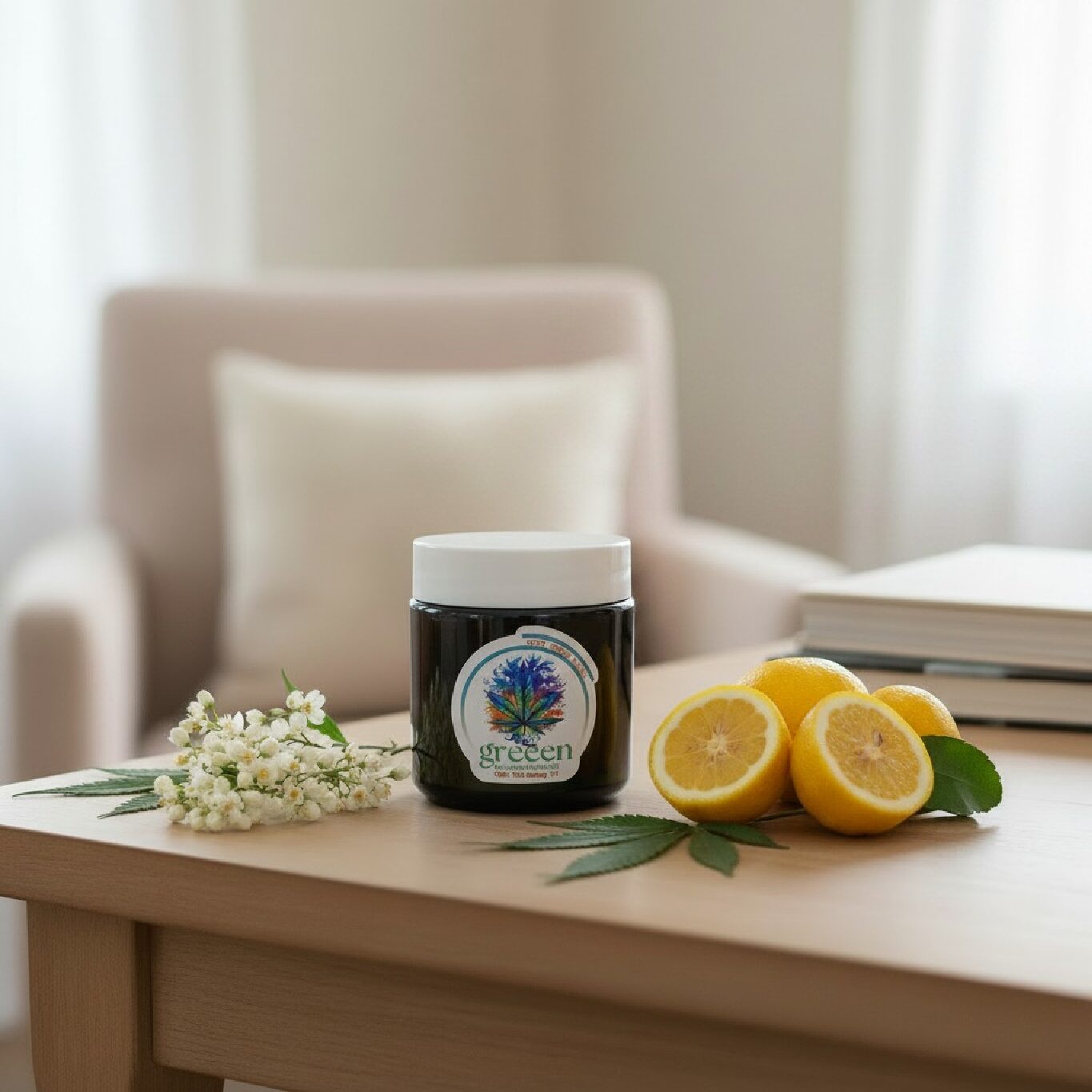 Aromatherapy, Massage Candle 210g - White Cypress & Yuzu - CBD/THC 400mg 1:1 - Full Spectrum